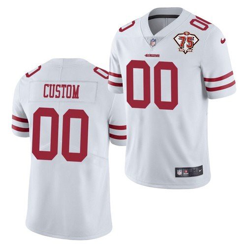 Men's San Francisco 49ers ACTIVE PLAYER Custom 2021 With 75th Anniversary Patch White NFL Limited Stitched Jersey Men's San Francisco 49ers ACTIVE PLAYER Custom 2021 With 75th Anniversary Patch White NFL Limited Stitched Jersey